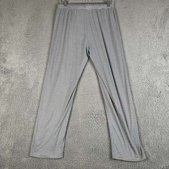 Tahari Sleepwear Pajama Pants Womens Medium Gray White Stripe Drawstring - Picture 3 of 12